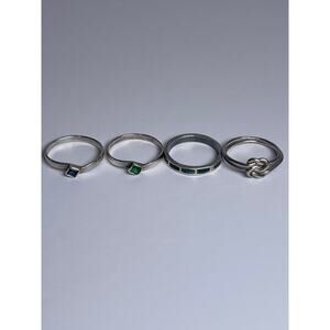 4 Sterling Silver Stackable Rings Lot Sizes 7 & 7.5, TW-6.75g